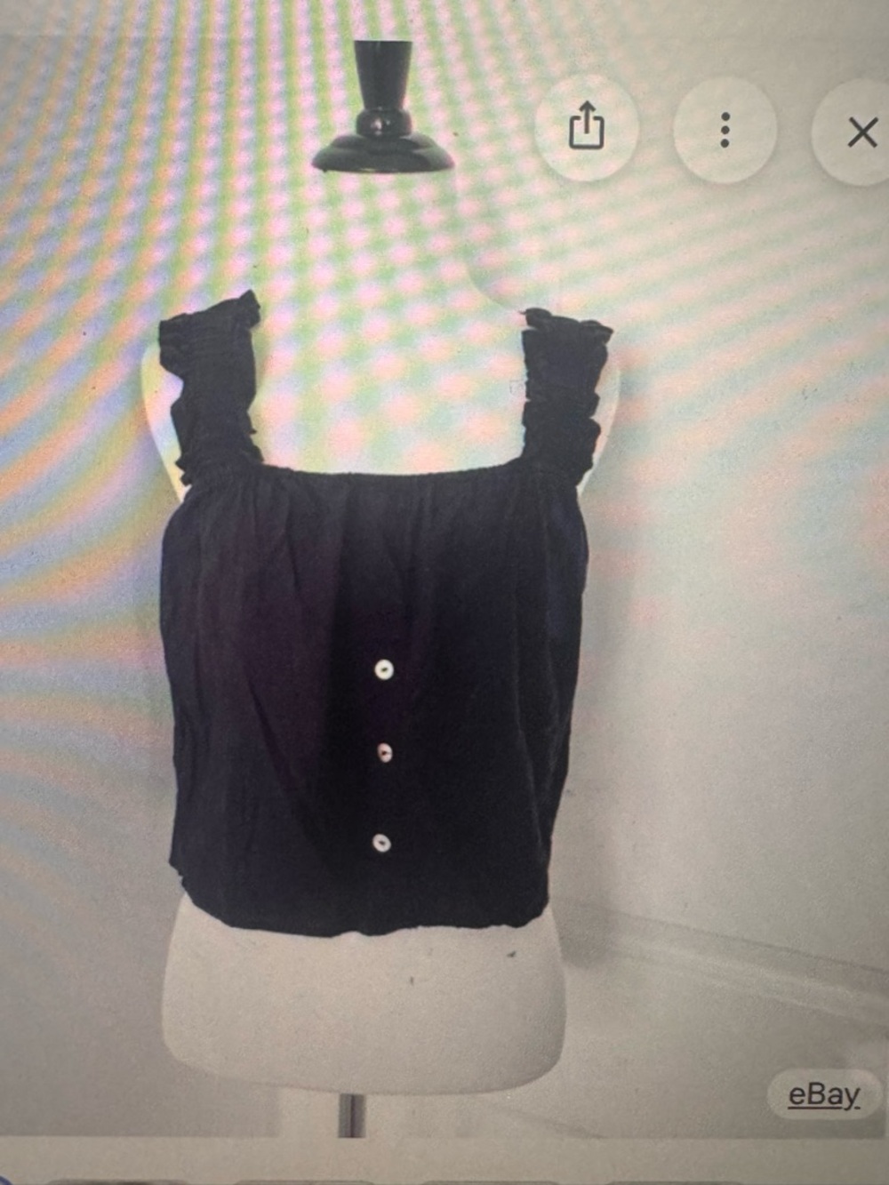Wildfox Black Ruffled Strap Button-Front Women's Crop Top